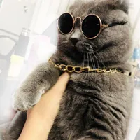 2/3/4 PCS 멋진 애완 동물 개 고양이 의상 패션 선글라스 체인 칼라 밀짚 모자 타이 세트 의류