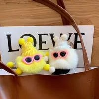 DHL Cute Rabbit Nyckelringar Fur Ball Bag Ornaments Plush Elf Creative Personality Car Key Chain Pendant