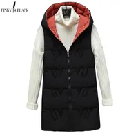 Pinkyisblack automne hiver gilet chaud femmes manteau épaissir deux côtés portent long gilet coton rembourré 220108