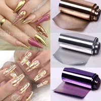 10pc 1pcs Gold Sliver Mirror Nail Foil Sticker Slider iridescent Nail Decals For Wraps Adhesive Manicures DIY Decoration Nail Paper Y1125