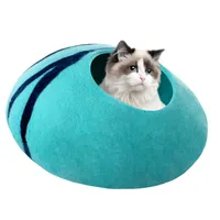 고양이 침대 가구 애완 동물 침대 귀여운 펠트 옷감 집 쿠션 회색 고양이 바구니 쿠션 실내 겨울 따뜻한 침낭이 쏟아져 채팅