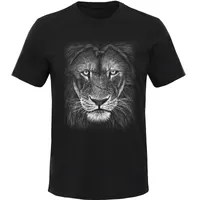 Męskie koszulki Camisetas de Tela Algodón Para Hombre, Camiseta Con Estampado León La Vida Salvaje, Moda Camis