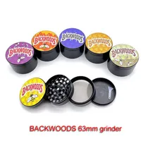 63mm Diameter Backwoods Herb Smoke Grinder Zinc Alloy 4 Parts Layers Four Types of Bee Print Pattern Tobacco Crusher a48