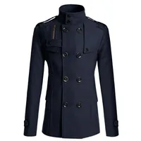 Men&#039;s Trench Coats PARKLEES 2021 Winter British Style Long Coat Men Double Breasted Windproof Warm Casual Plus Size Overcoat Male Jackets