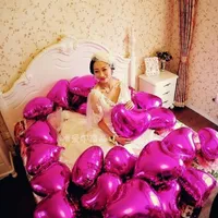 50 adet 18 inç Kalp Şekli Folyo Balonlar Düğün Dekorasyon Helyum Balon Doğum Günü Sevgililer Günü