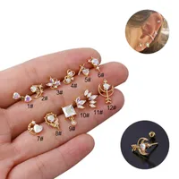 Crystal Stud Earring for Women Stainless Steel Cartilage Helix Tragus Daith Conch Rook Screw Back Ear Piercing Jewelry