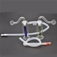 Amber/Blue/Green Cheap Proteable Mini Glass Oil Burner Rig Bong med 10 mm glas Downstem Oil Bowl Reting Water Glass Bong