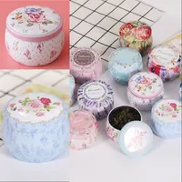 Bärbara trumformade tennlådor Flower Tea Container Cans Candy Cookie Box för Party Gifts Paket OK 175 V2