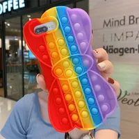 Rainbow Butterfly Design Phone Cases Silicone Gel Decompression Fuuny Case Back Cover for IP 12 Pro Max 11 XS XR