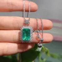 Halsband aeaw smycken 18k vitguld 4.195ct naturligt smaragd halsband grön ädelsten 1.179ct diamantkvinnor