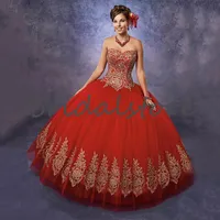 Classy Red Quinceanera jurk met gouden appliques Royal Blue Ball Town Sweet 16 Prom Dresses 2021 Sweetheart Puffy Tulle Birthday Party Draag vestidos 15 años