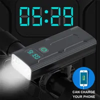BOLER 2400 5200mAh Bicycle Light 3 LED Digital Display L2 T6 Bike Front Light USB Chargeable Cycling Headlight as Power Bank 220124