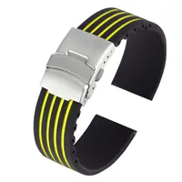 Watch Bands 18 20 22 24 mm silikonband Folding Clasp Fashion Yellow Watchband Vattentät Band Cinturino Orologio Black Friday Deals