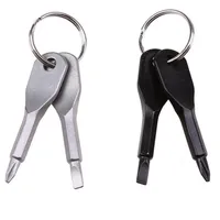 Schroevendraaiers Sleutelhanger Outdoor Pocket 2 Kleuren Mini Schroevendraaier Set Sleutelhanger met Sleuf Phillips Hand Key Hangers Persoonlijkheid Special