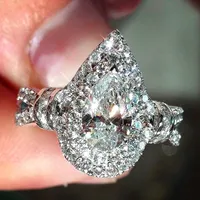 Eheringe 2021 Ankunft Frauen Ring Vorschlag Engagement Birnenförmige Wassertröpfchen voller Diamanten Simulation Diamant