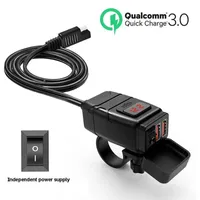 USB Port 12V Dual Waterproof Motorcycle Handlebar Charger Quick Charging 3 0 with Voltmeter Smart Phone Tablet GPS289D