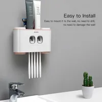 Multifunktionale automatische Zahnpasta Spender Zahnbürste Halter Set Badezimmer Lagergestell mit 4 Tassen Badezimmerzubehör SH190919