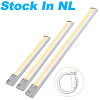 NL Stock LED Cabinet Lights USB Lithium Batterie Wiederaufladbare Wireless Lampenkörpererfassungslichtstange Magnetstreifen Wandbeleuchtung Kleiderschranklampen
