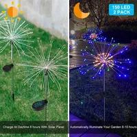 Gazonlampen zonne -aangedreven vuurwerklichten buiten waterdicht diy 90 /120 /150Led voor tuinlandschap Holiday Christmas Grass Glo