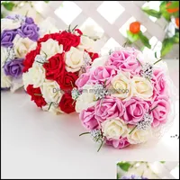 Decorative Flowers & Wreaths Festive Party Supplies Home Garden Bride Holding Bouquet Roses Wedding Decoration Valentines Day Mothers Gift S