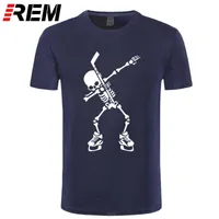 HOKKEYER Skeleton Dabbing Cadılar Bayramı DAB Dans T-shirt Erkekler Moda T Shirt Üst Tee Pamuk Artı Boyutu 210629