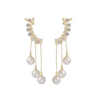 Stud 2021 Ankomstörhängen Uroru Fashion Plant Pearl Freshwater Pearls Women Cute/Romantic Push-Back