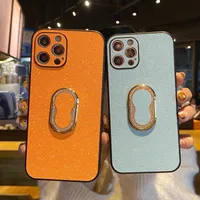 Moda Pembe Aydınlık Kamera Koruma Deri Telefon Kılıfları Için iPhone 12 11 Pro X XR Maksimum Glitter Tutucu