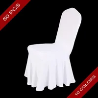 Sandalye Kapakları 50 Adet Evrensel Etek Ruffled Likra Spandex Streç Ziyafet Kapak Koltuk Düğün Dekorasyon Toptan