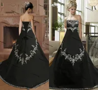 Vintage zwarte gotische trouwjurken met borduurwerk 2021 strapless lace-up corset rug kralen vlek land bruids jurk vestidos de huwelijk