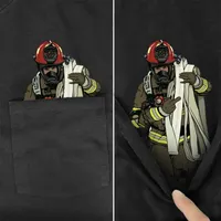 Camisetas para hombre Cloocl T Shirts Verano Pocket Capa Firefighter Madea Impreso Camiseta Hombres para mujer Tops Tops Cotton Black Tee