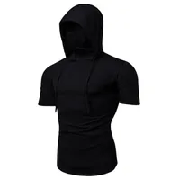 남성 후드 티 스웨터 셔츠 얼굴 커버 솔리드 컬러 Drawstring 후드 땀 흡수 남성 스포츠 야외 2021