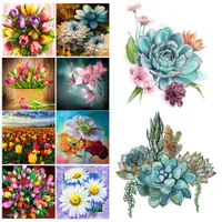 Zomer Lotus 5D DIY Diamant Painting Plant Set Square Crystal Embroidery Cross Stitch Home Wanddecoratie 11.8x11.8 inches
