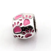 50 pz / lotti Pink Smalto Smalto Foro Big Hole Distanziatore Perle per gioielli Making Bracciale Collana Accessori fai da te 8x10mm