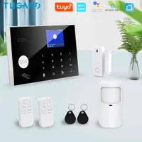 Tugard Tuya Wireless WiFi GSM Hem BURGLAR Säkerhetslarmsystem Smart Life Alexa Google Apps Control med Sensor Detector Kit