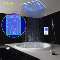 Mirror Shower Cabeza de lluvia Digital Set Digital Display Válvula de mezcladora termostática de 20 pulgadas de techo de grifo de baño de niebla de 20 pulgadas