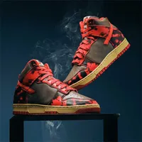 Top Quality SB Dunks High 1985 SP Red Acid Wash Flat Shoes Mens Grey Red Outdoor Sports Sneakers Ship With Shoebox Size EU36-47.5