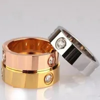 デザイナーリング用女性男性ジルコニアエンゲージメントチタン鋼の結婚指輪ジュエリーギフトファッションアクセサリーホットなしボックス