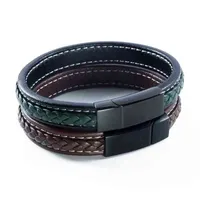 Veromca Selling Men's Leather Bracelet Retro Hand Woven Rope Magnetic Clasp