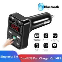 New Car Bluetooth 5.0 FM Transmitter Wireless Handsfree Audio Receiver Auto MP3 Player Dual USB Fast Charger Car Accessories