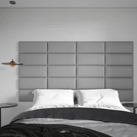 Tête de lit de pelage et d'autocollant Art3D 4PCs pour Twin en gris, taille de 25 x 60cm, panneaux muraux rembourrés 3D