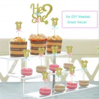 베이비 샤워 장식 미니 옷 성별 공개 케이크 토퍼 디저트 장식 그 또는 그녀의 생일 파티 플래그 Cupcake-S 장식