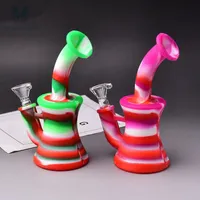 6.6inches Rainbow Icecream Collectible Hookah Silicone Pipe Smoking Water Pipe
