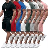 3 kolory Męskie Dresy Solid Color Wygodne elastyczne talia Dorywczo Krótkie zestawy Pojedyncze Kierowane Mężczyźni Odzież Letnie Dopasowanie