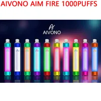 원래 Aivono 목표 화재 1000 퍼프 일회용 vape 펜 rgb 빛 650mAh 배터리 4ml 미리 프리 카트리지 포드