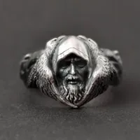 Cluster Rings Mäns trollkarl Retro Wolf Head Flying Bird Pattern Ring för män Utsökt Smycken