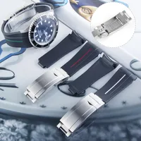 Смотреть полосы RLX Специальный резиновый ремешок GlideLock для подводного браслета GMT 20 мм watch -полоса устрица Flex Explorer Fit 16*9 мм пряжки