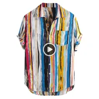 Męskie koszule Dorywczo Odzież Moda Wysokiej Jakości Mężczyźni Projekt Luksusowy Stylowy Męski Mężczyzna Multi Color Kieszonkowy Kieszonkowy Koszter Krótki Rękaw Okrągły Hem Luźna bluzka Oddychająca