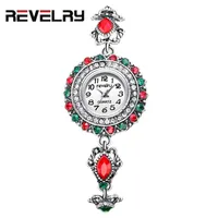 Relojes de pulsera Revely Women Watch 2021 Top Top Red y Green Diamond Bracelet Lady Muñeca Reloj Relogio Feminino