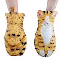 Духовка Mitts 3D мультфильм кошка кошка лапы с длинными рукавами Микроволновые термостойкие нескользящие перчатки хлопчатобумажные изоляционные перчатки