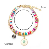 handmade summer women accsori jewelry beach style layered devil eye charm colorful polymer clay disc beads bracelets
